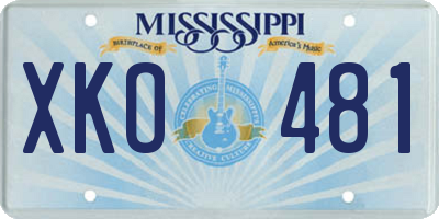 MS license plate XKO481