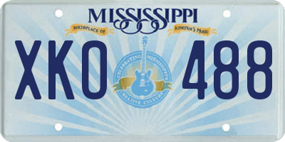 MS license plate XKO488
