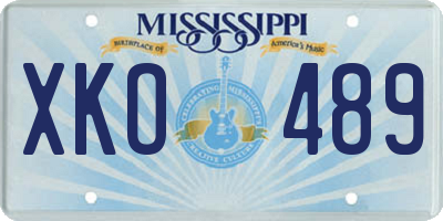 MS license plate XKO489