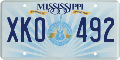 MS license plate XKO492