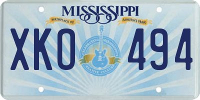 MS license plate XKO494