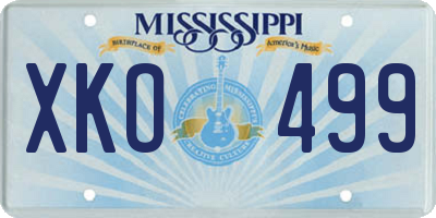 MS license plate XKO499