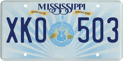 MS license plate XKO503