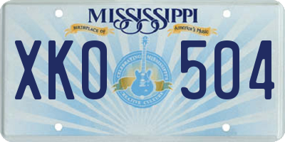 MS license plate XKO504
