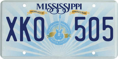 MS license plate XKO505