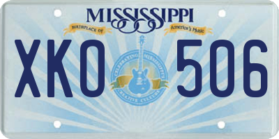 MS license plate XKO506