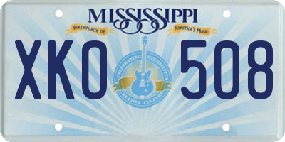 MS license plate XKO508