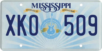 MS license plate XKO509