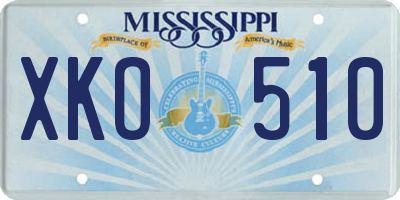 MS license plate XKO510