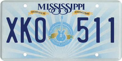 MS license plate XKO511