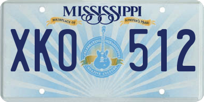 MS license plate XKO512