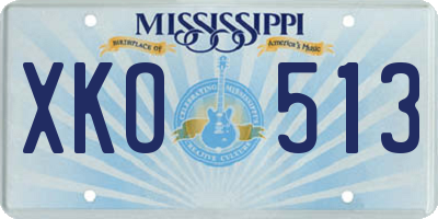 MS license plate XKO513