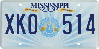 MS license plate XKO514