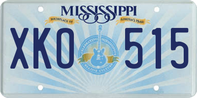 MS license plate XKO515