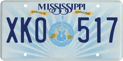 MS license plate XKO517