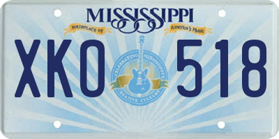 MS license plate XKO518