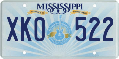 MS license plate XKO522