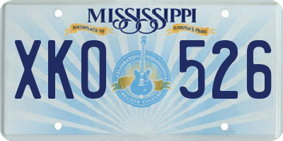MS license plate XKO526