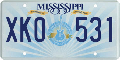 MS license plate XKO531