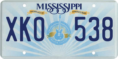 MS license plate XKO538