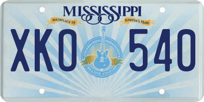 MS license plate XKO540