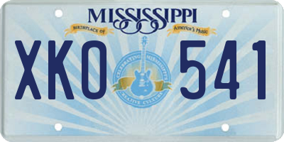 MS license plate XKO541