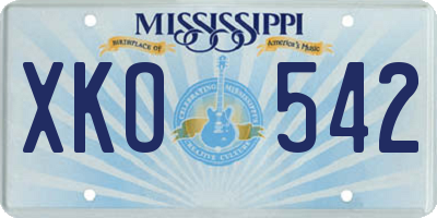 MS license plate XKO542