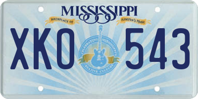 MS license plate XKO543