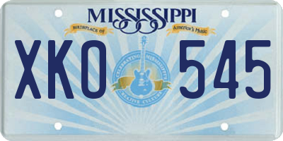 MS license plate XKO545