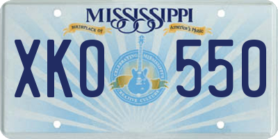 MS license plate XKO550