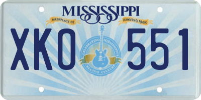 MS license plate XKO551