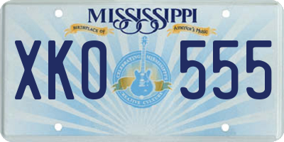 MS license plate XKO555
