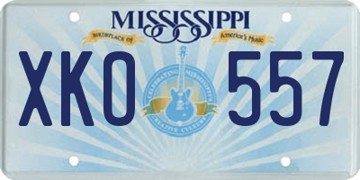 MS license plate XKO557