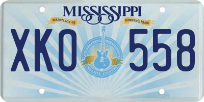 MS license plate XKO558