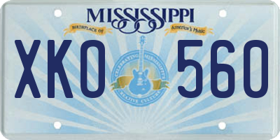 MS license plate XKO560
