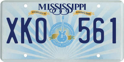 MS license plate XKO561