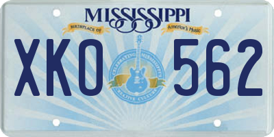 MS license plate XKO562
