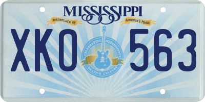 MS license plate XKO563
