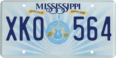 MS license plate XKO564