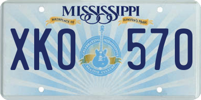 MS license plate XKO570