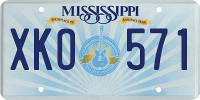 MS license plate XKO571