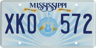 MS license plate XKO572
