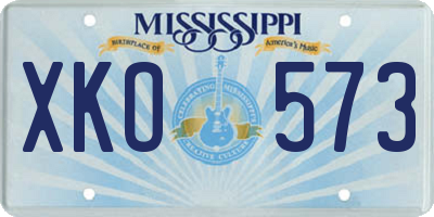 MS license plate XKO573