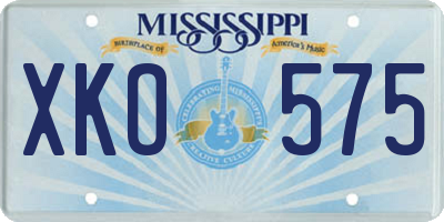 MS license plate XKO575