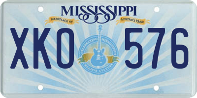 MS license plate XKO576