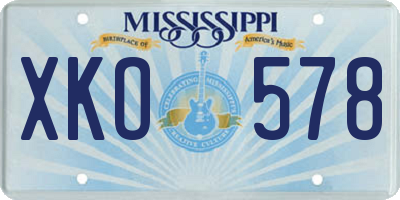 MS license plate XKO578