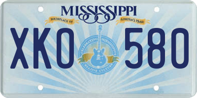 MS license plate XKO580
