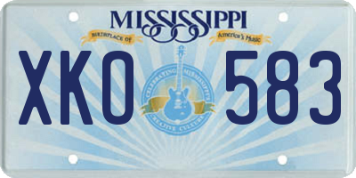 MS license plate XKO583