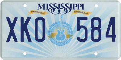 MS license plate XKO584
