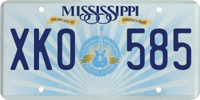 MS license plate XKO585